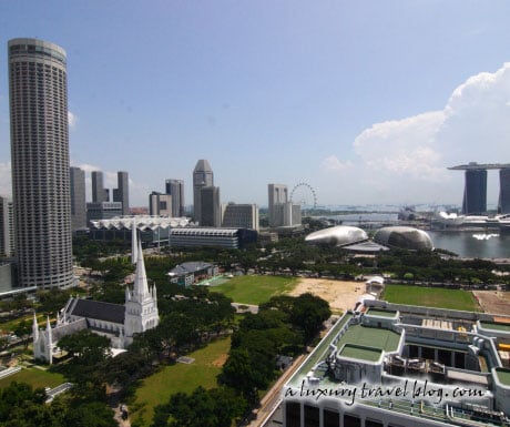 Singapore's Marina Bay and St Andrew's Cathedral by day