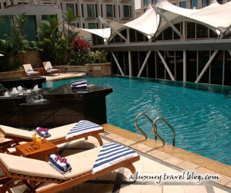 One of two swimming pools at the Peninsula Excelsior Hotel, Singapore