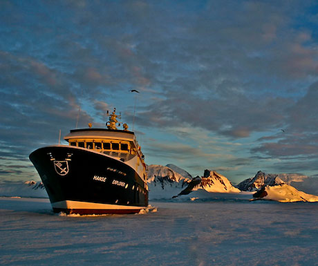 Luxury yacht in Antarctica