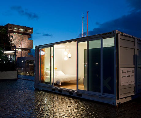 A luxury hotel room in a 20-foot container