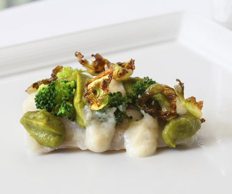 Chef Alfredo Russo's John Dory with sweet garlic sauce, broccoli and crispy Brussels sprouts