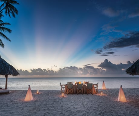 Luxury beachside dining on Desroches Island