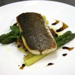 Recipe of the week: Back of sea bass, green asparagus, crispy vegetable marinade with virgin olive oil and aged balsamic vinegar