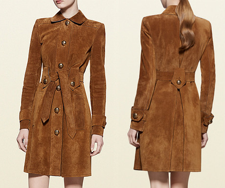 Suede belted trench coat from Gucci
