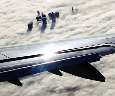 Canary Wharf above the clouds