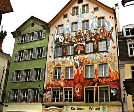 Colorful facade in Lucerne