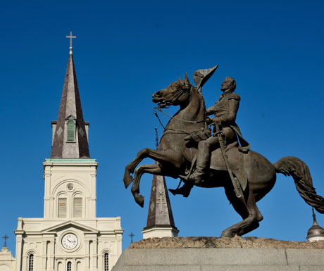 Americas Deep South tour - Andrew Jackson statue, Jackson Square, New Orleans