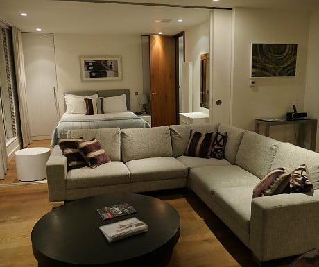 SACO Covent Garden apartment living room and bedroom