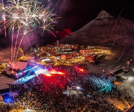 Firework display in Tignes at New Year