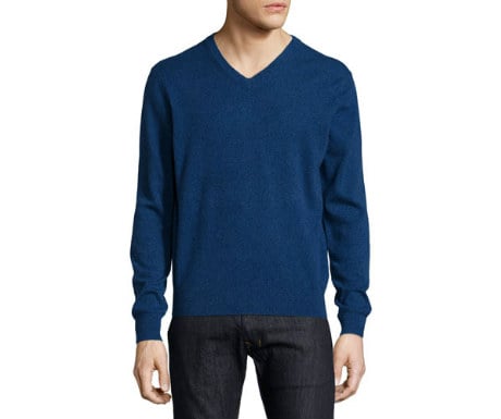 Navy cashmere v-neck sweater from Neiman Marcus