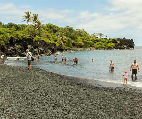 Hana Black Sand Beach People Swimming