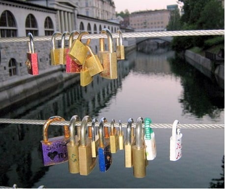 Love lock bridge Slovenia