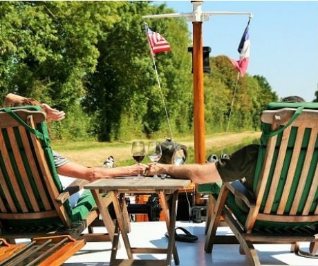 luxury barge cruise Burgundy relaxing onboard