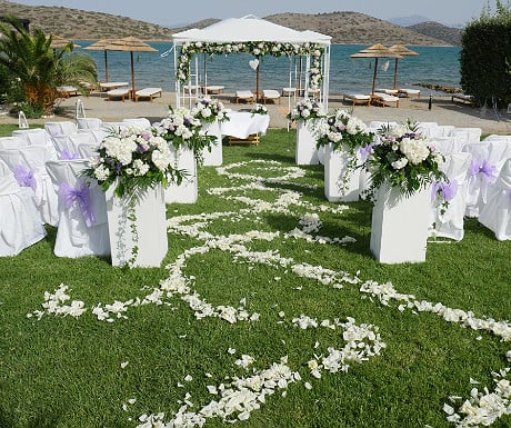 Beach wedding from the ground