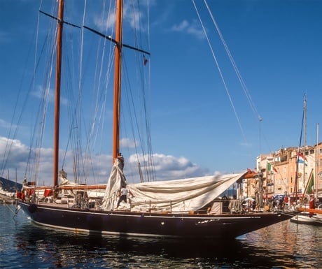 Classic sailing yacht in St Tropez