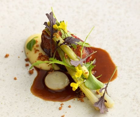 L Enclume Shorthorn beef with leek, horseradish and bone marrow