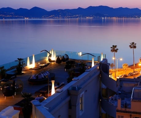 Terrace of Radisson hotel in Cannes, France