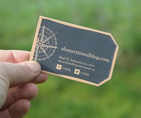 A Luxury Travel Blog business card front side