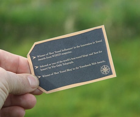 A Luxury Travel Blog business card reverse side