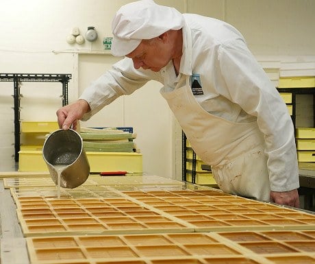 Quiggins Kendal mint cake being put in moulds