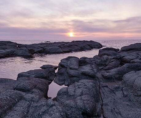 Shiki Shima journey sun setting in sea of Japan