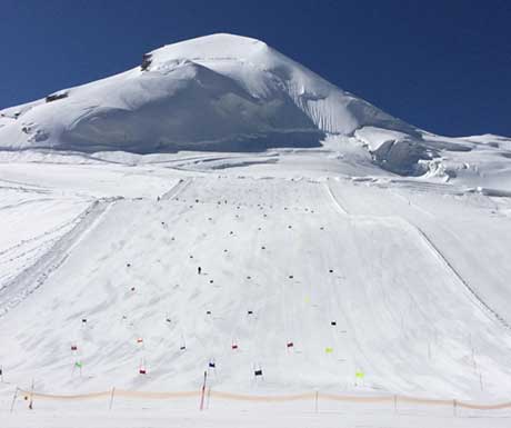 Piste guides on the glacier at Saas Fee