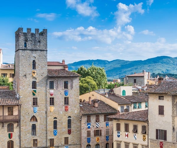 grey tone castle blue sky italy