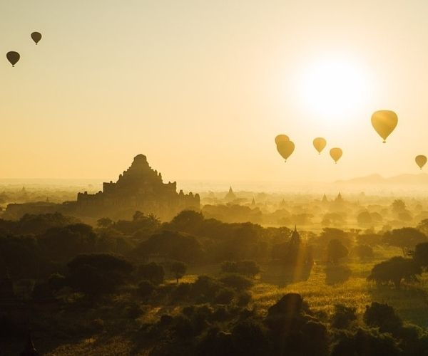 Bagan Sunset with Hot-Air Balloons