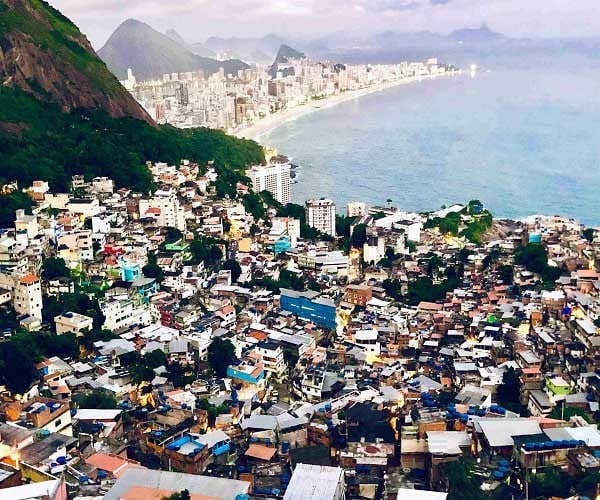 hill with poor people favela