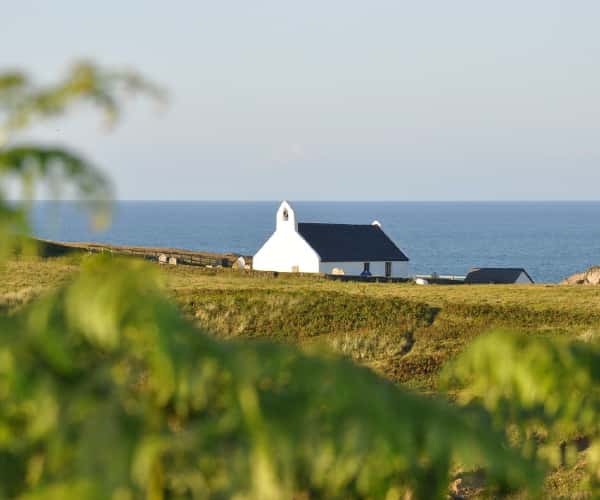 The white church overlooking Mwnt