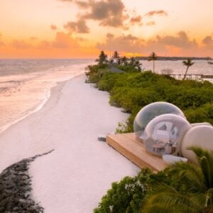 New romantic beach bubble experience at Finolhu Baa Atoll Maldives