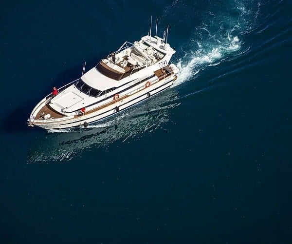 Whale watching from a luxury yacht off Reykjavik, Iceland