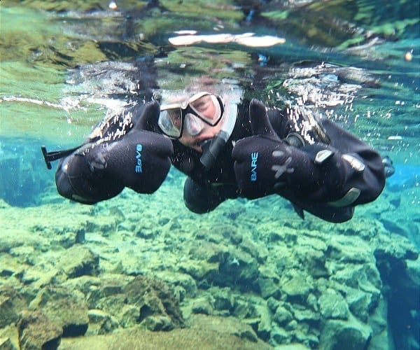 Snorkelling between tectonic plates at Silfra in Iceland's Thingvellir National Park