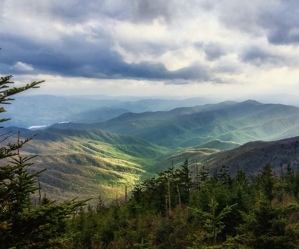 Aerial view of the Great Smoky Mountain range