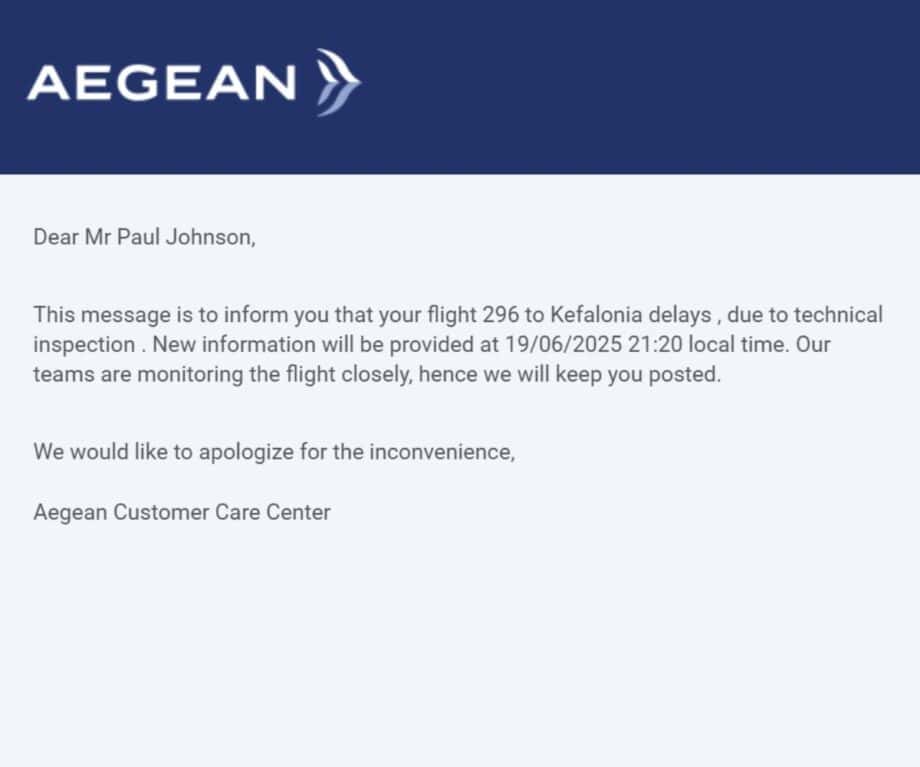 AEGEAN Airlines email
